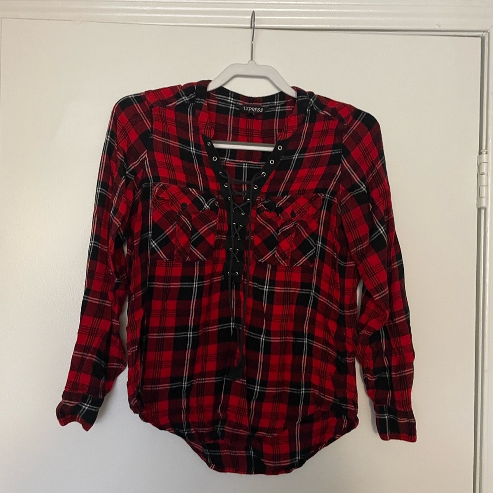 EXPRESS - Red and Black Plaid Shirt
